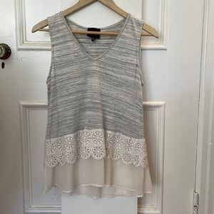 Gray Tank Top with Lace Trim
